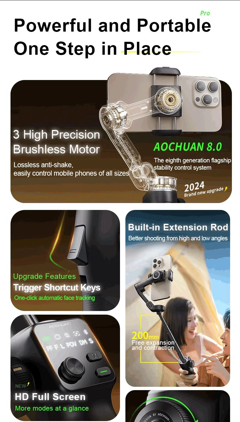 AOCHUAN AI Gimbal Stabilizer & Selfie Stick