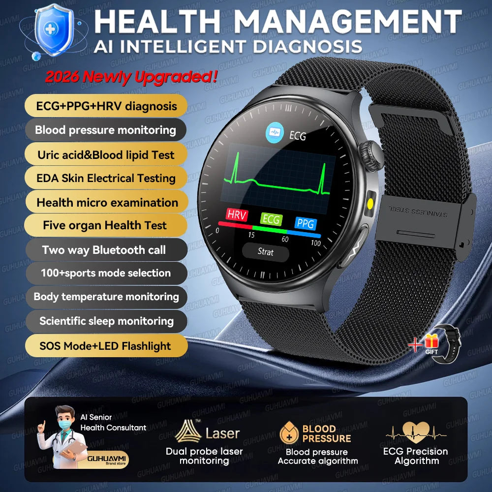 2026 Health Smartwatch with ECG, PPG, Bluetooth Calling & Wellness Tracking