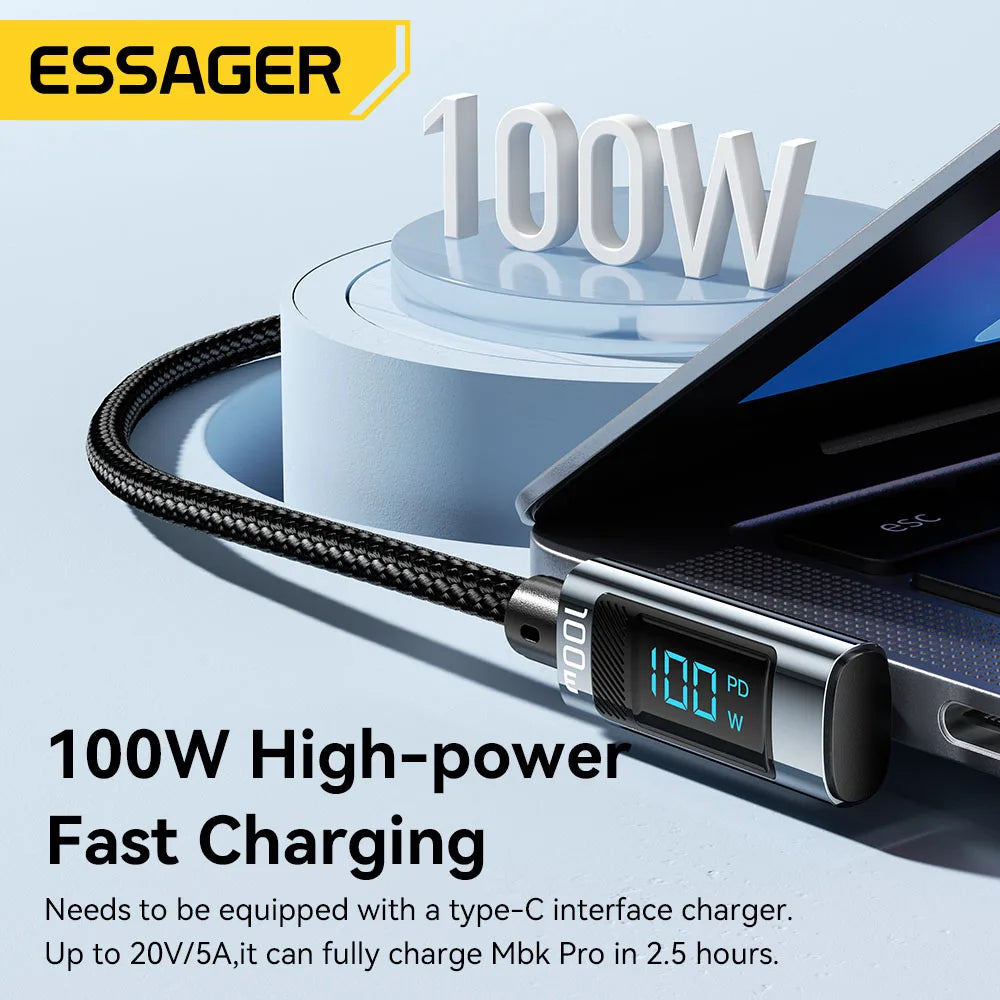 Essager 100W USB-C Fast Charging Cable with LED Display