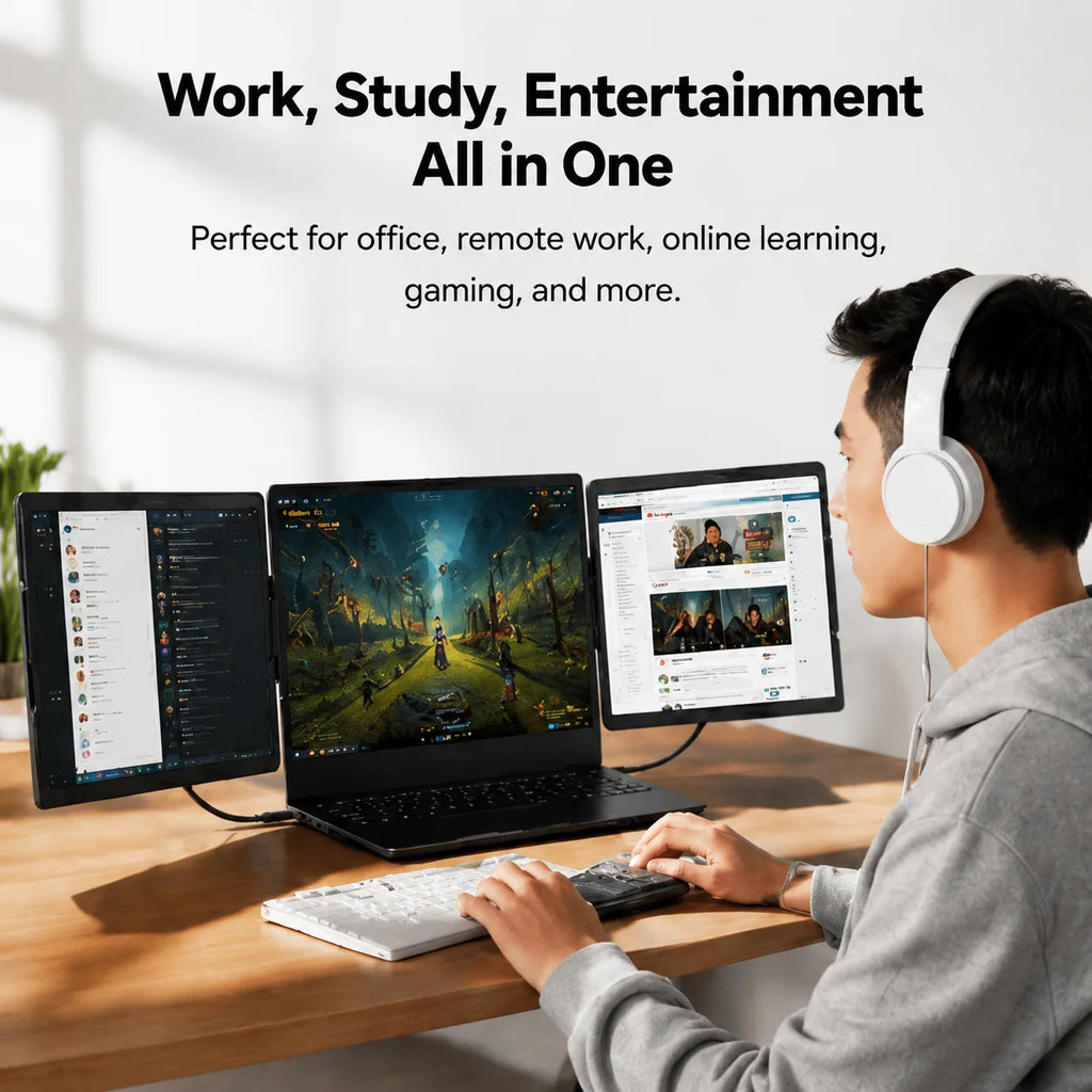 13.3-inch Portable Dual-Screen Monitor Extender with USB-C & HDMI
