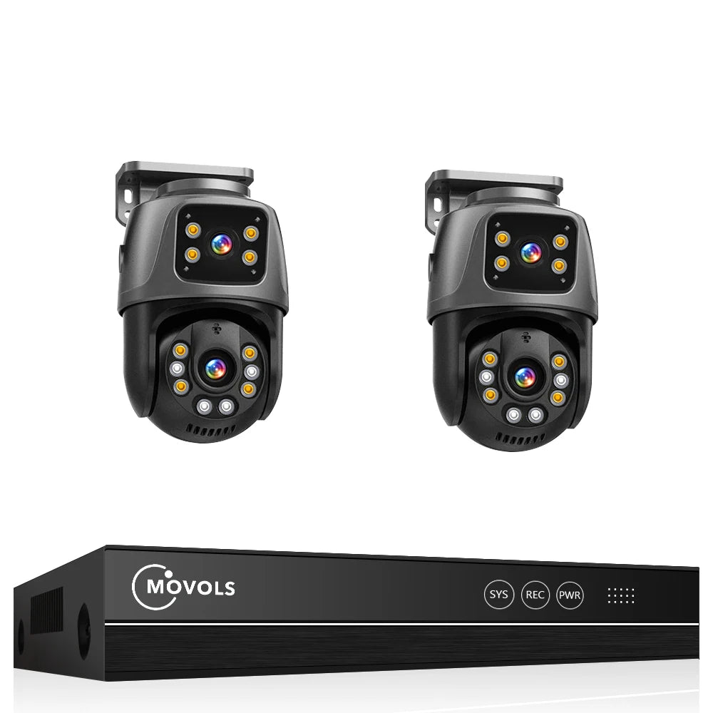 Movols 6MP PoE Dual-Lens PTZ Security Camera System with 16CH NVR