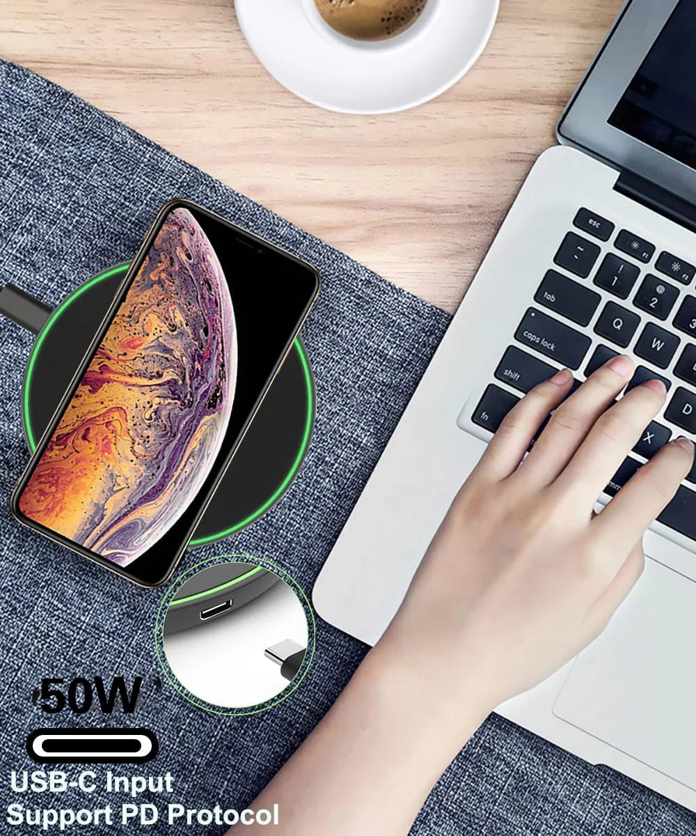 50W Fast Wireless Charging Pad for iPhone & Samsung