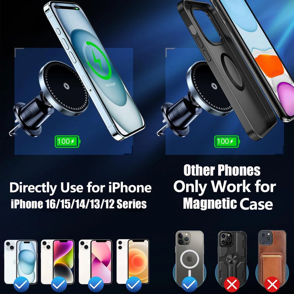 15W Magnetic Wireless Car Charger & Air Vent Mount