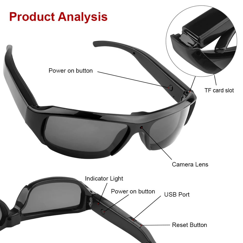 1080P HD Camera Sunglasses with Polarized Lenses
