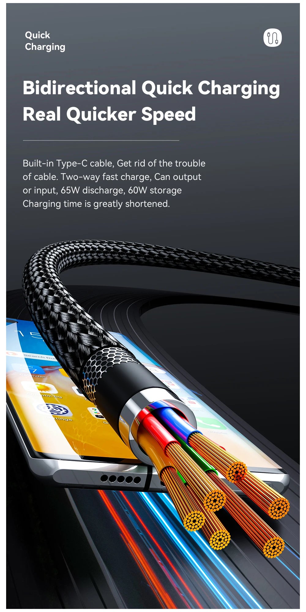 Essager 100W USB-C Fast Charging Cable with LED Display