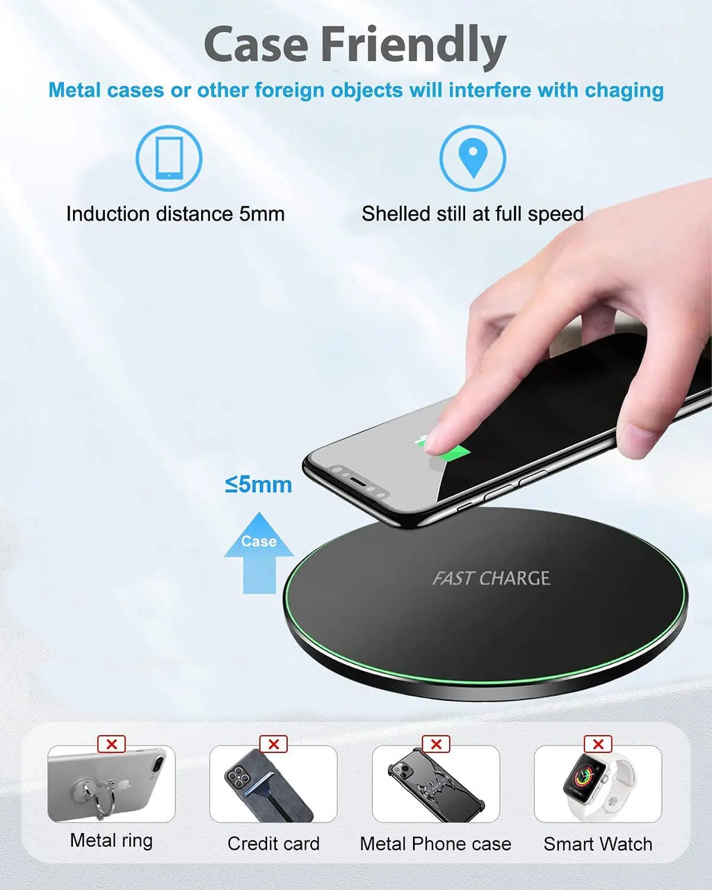 50W Fast Wireless Charging Pad for iPhone & Samsung