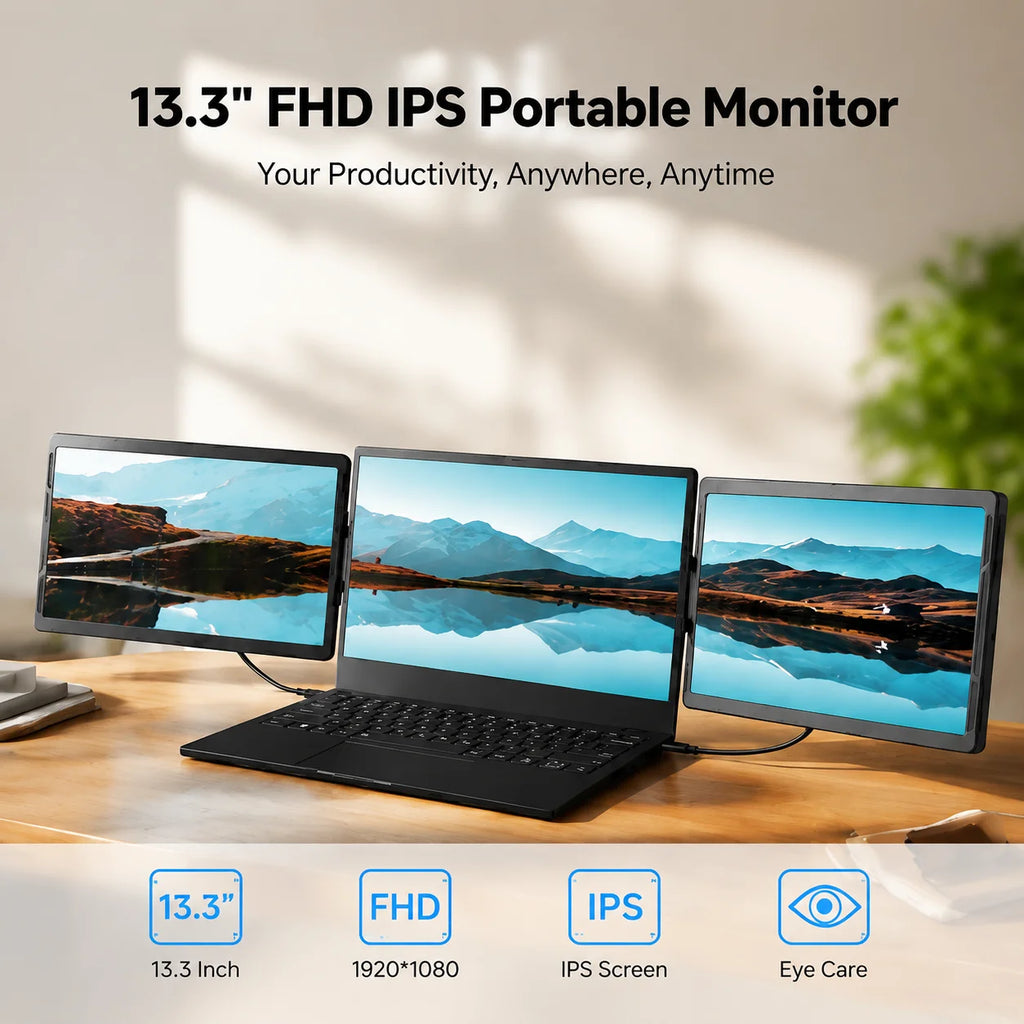 13.3-inch Portable Dual-Screen Monitor Extender with USB-C & HDMI