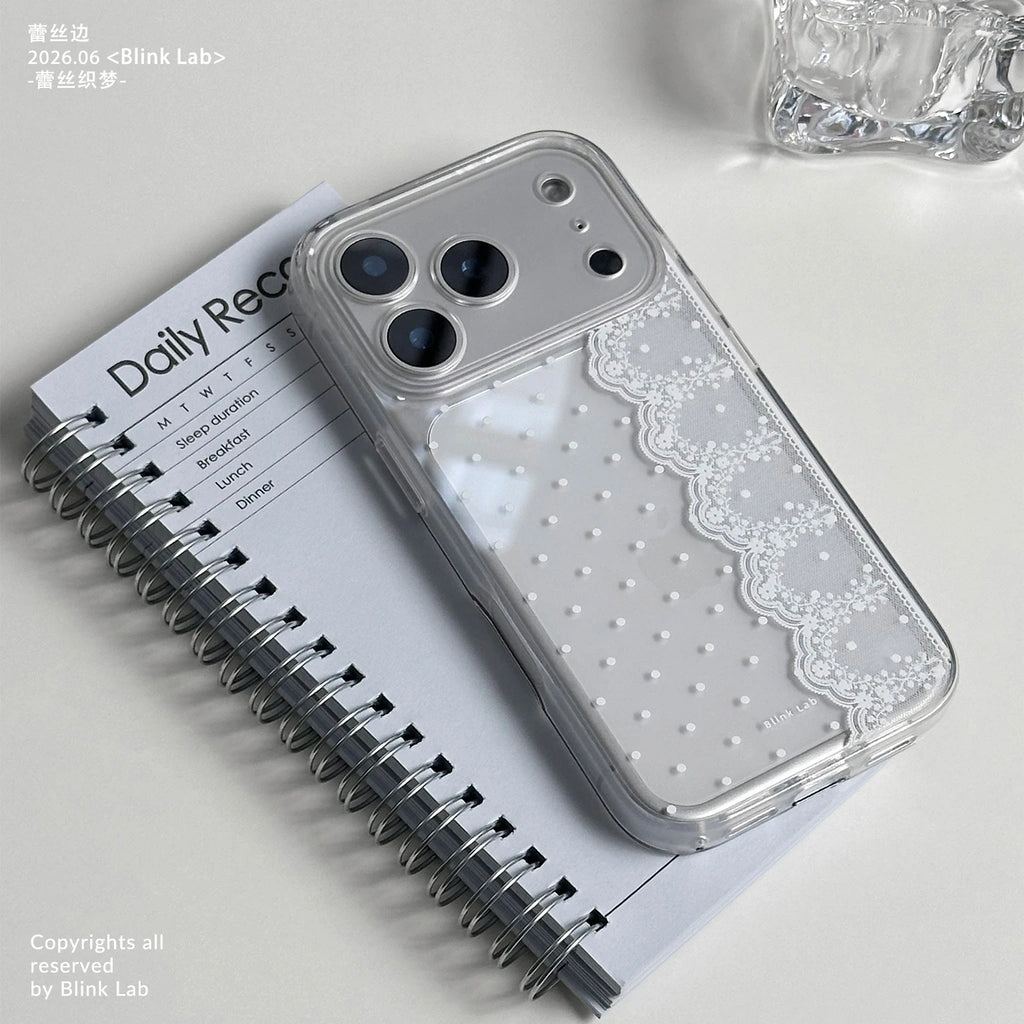 Lace-Edge Polka Dot Silicone Case for iPhone