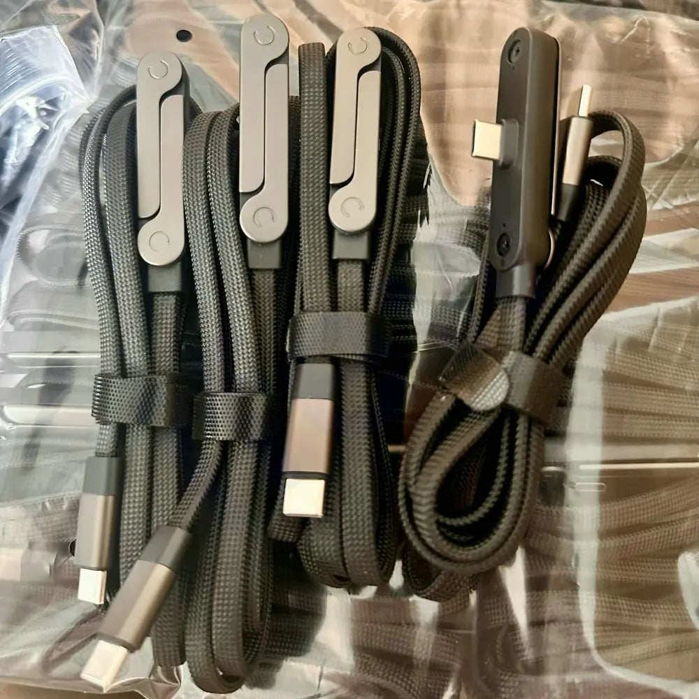 240W USB-C Flat Charging Cable with Foldable Phone Stand