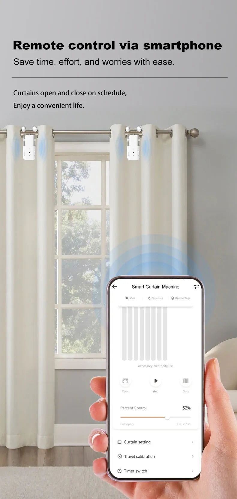 WiFi Smart Curtain Motor with App & Remote Control