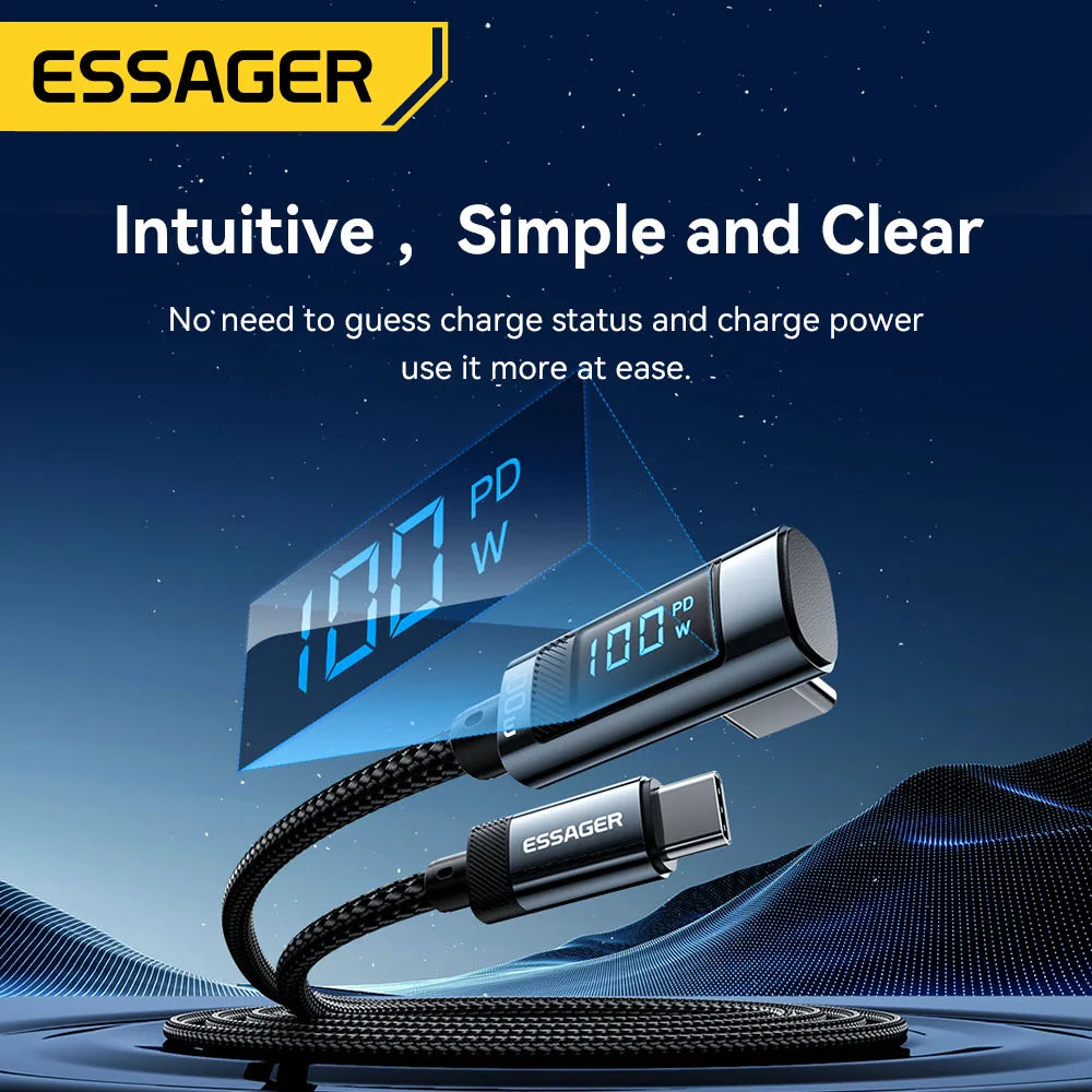 Essager 100W USB-C Fast Charging Cable with LED Display