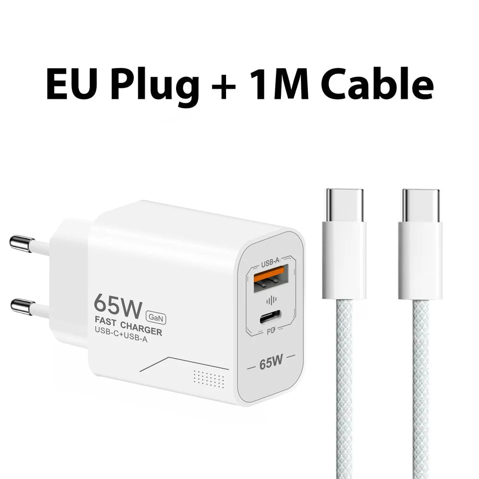 65W USB-C Fast Wall Charger for Phones & Tablets