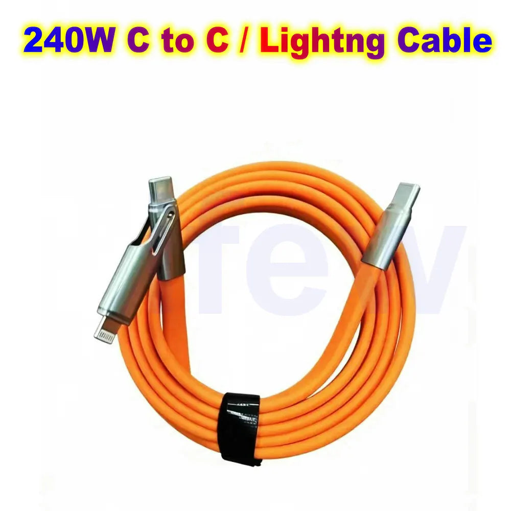 240W USB-C Flat Charging Cable with Foldable Phone Stand
