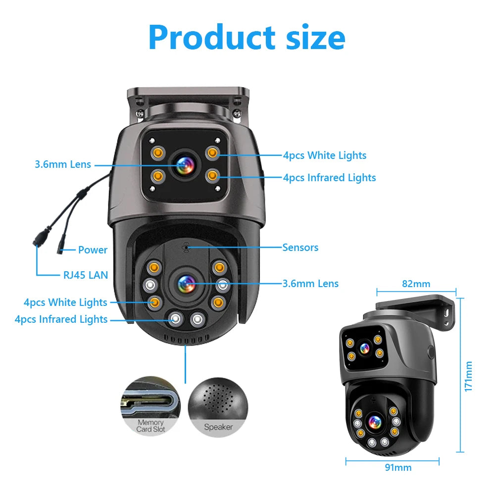 Movols 6MP PoE Dual-Lens PTZ Security Camera System with 16CH NVR