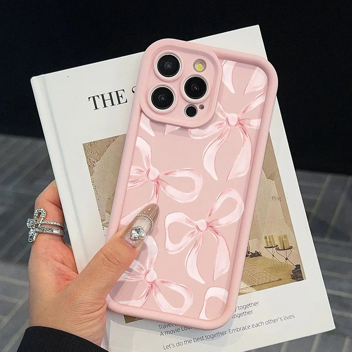 Pink Bow Silicone Phone Case for iPhone