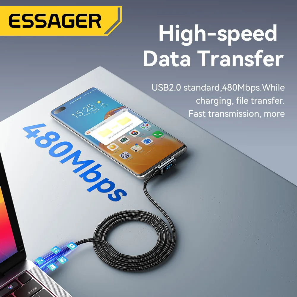 Essager 100W USB-C Fast Charging Cable with LED Display