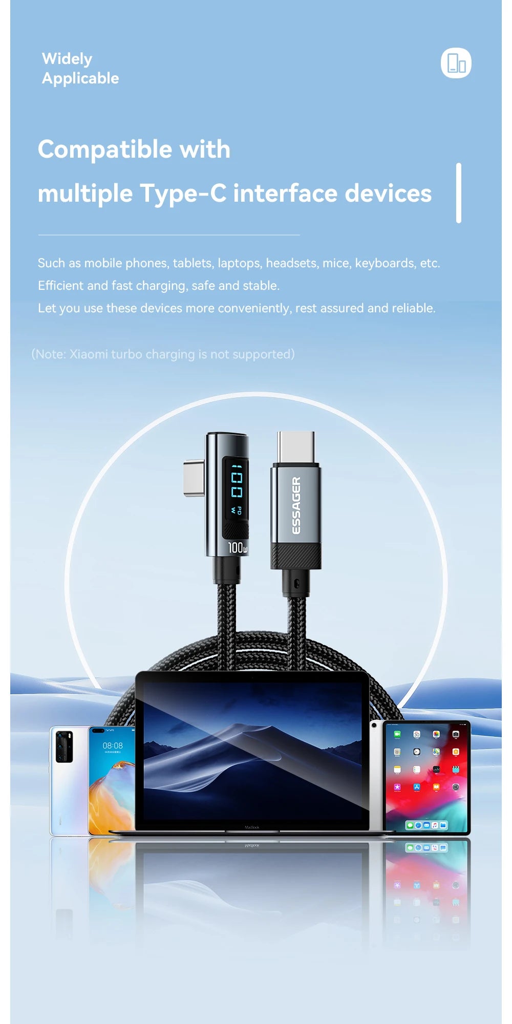 Essager 100W USB-C Fast Charging Cable with LED Display